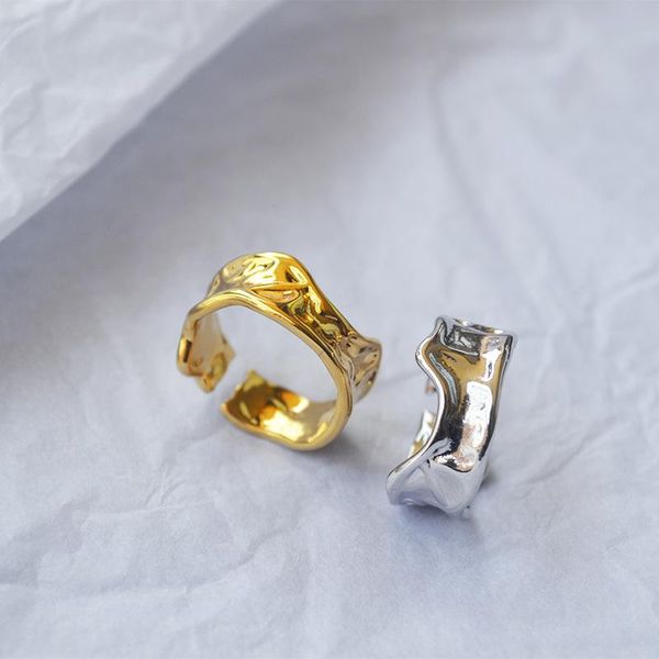 

cluster rings cmajor trendy brass jewelry personality temperament adjustable irregular texture opening fashion ring for women, Golden;silver