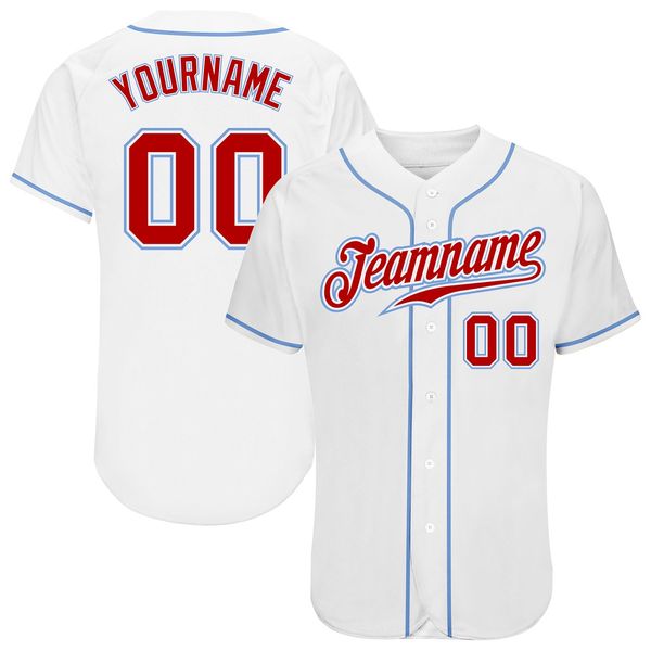 

custom white red-light blue authentic baseball jersey, Blue;black