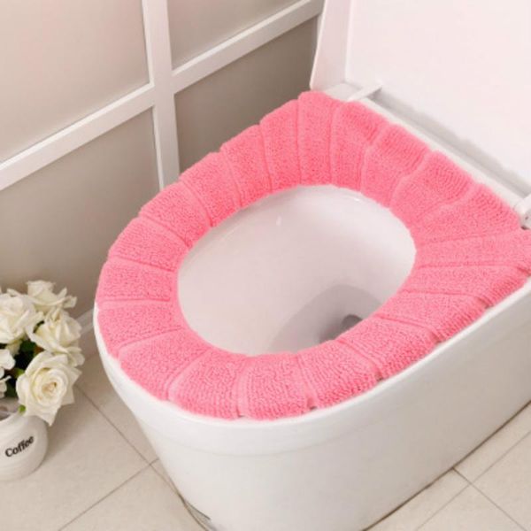 

pumpkin stripe toilet cover set keep warm extra thick seat knit implement covers