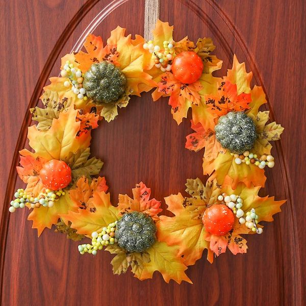 

decorative flowers & wreaths autumn pumpkin berry wreath halloween thanksgiving party festival door home decor hanging ornament