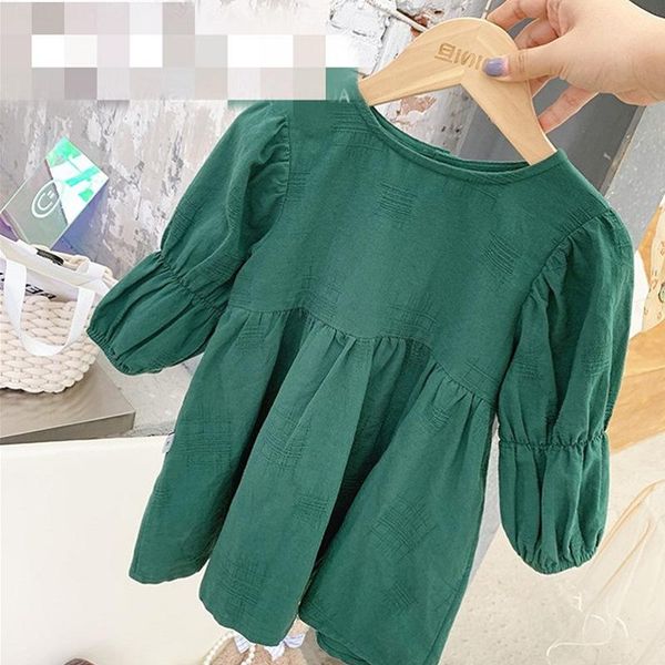 

girl's dresses baby girls solid retro princess dress 2021 spring children cotton casual clothing brief fashion, #9400, Red;yellow