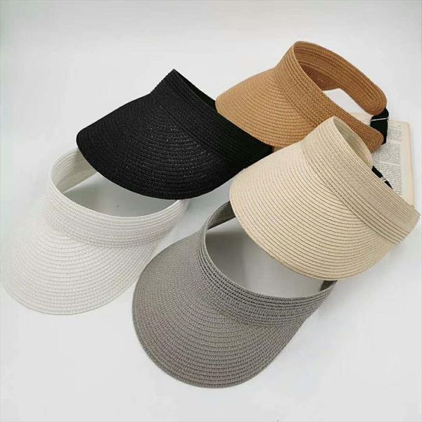 

summer sun hat female empty straw anti ultraviolet adjustable beach outdoor, Blue;gray