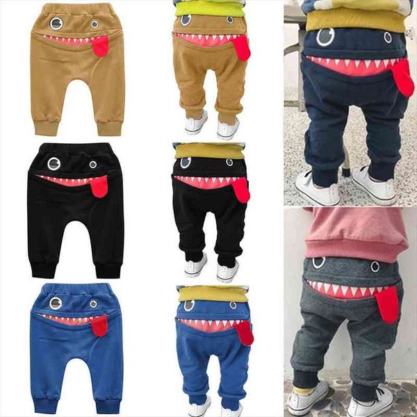 

casual baby children pants toddler boys girls cute big mouth monster trousers costumes long cototn infant cartoon panty clothes, Blue