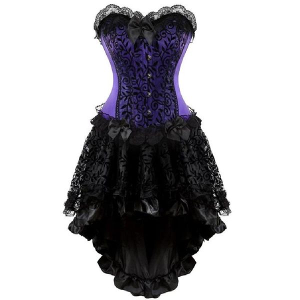 Bustiers Korsetts Frauen Spitze Sexy Korsett Kleid Gothic Dessous Bustier Vintage Mit Burlesque Rock Set Plus Größe S-6XL