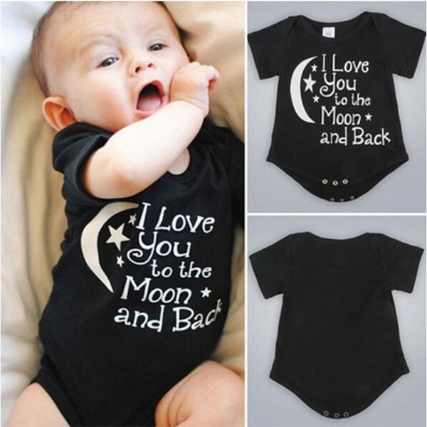 

jumpsuits short sleeves bodysuits baby boys girls clothing i love you to the moon and back black born playsuits clothings 0-24, Blue