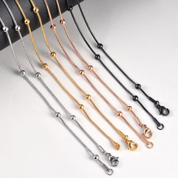 

pendant necklaces fashion snake chain round beads & link for women simple geometric female trendy chokers jewelry, Silver