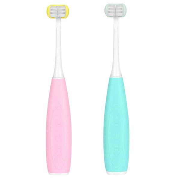 

pcs children's electric toothbrush, 3 sides all inclusive 5 modes 2 usb rechargeable toothbrush blue & pink smart