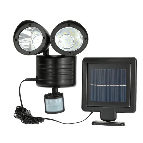 

22 led solar powered dual light flood lamp security garage motion sensor outdoor