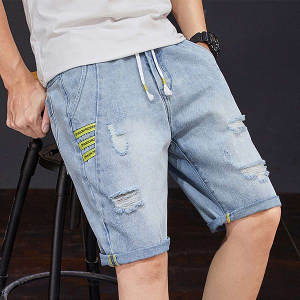 

jeans men's summer wear baggy capris lov 2uox, Blue