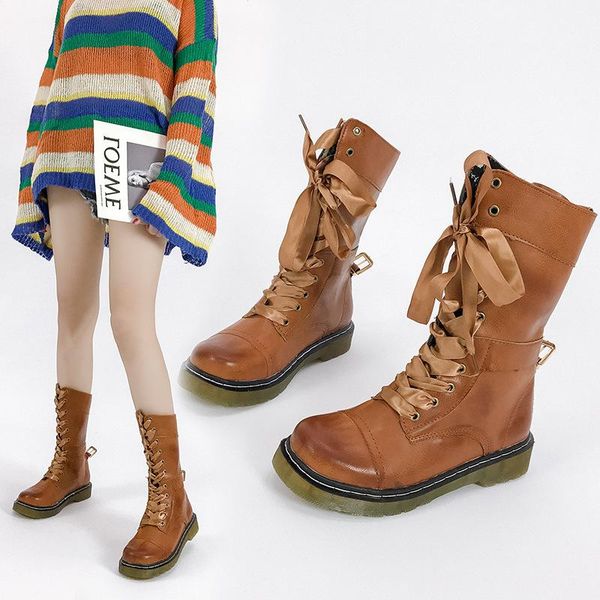 

boots button boots, lace up military autumn and winter leather, Black