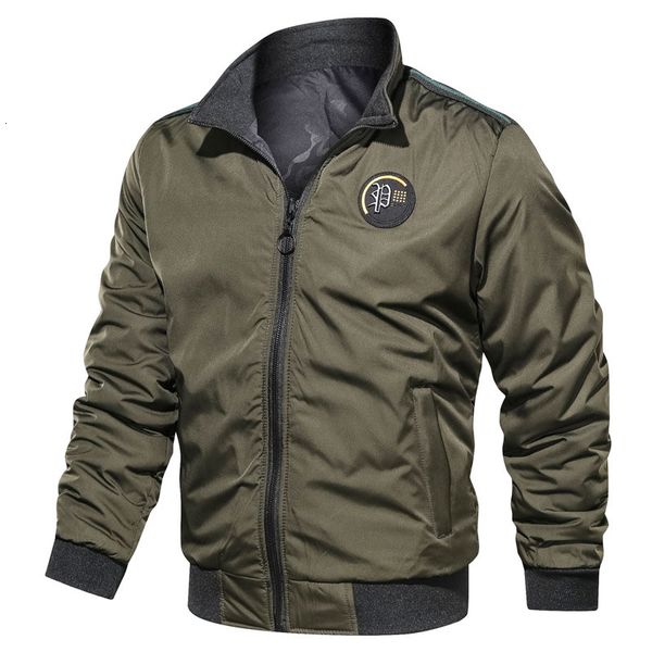

men's jackets bomber mens windbreaker men stand collar solid color two-side military chaqueta hombre 04e8, Black;brown