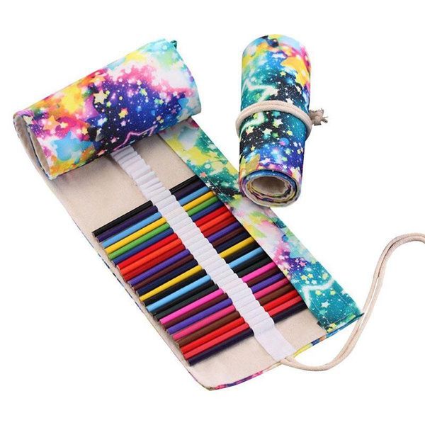 

pencil bags 48 colored pencils wrap travel roll up case organizer watercolor canvas great for kids coloring b