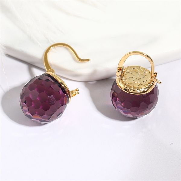 

vanssey luxury fashion jewelry purple austrian crystal ball heart drop earrings wedding party accessories for women 2021 new, Golden;silver