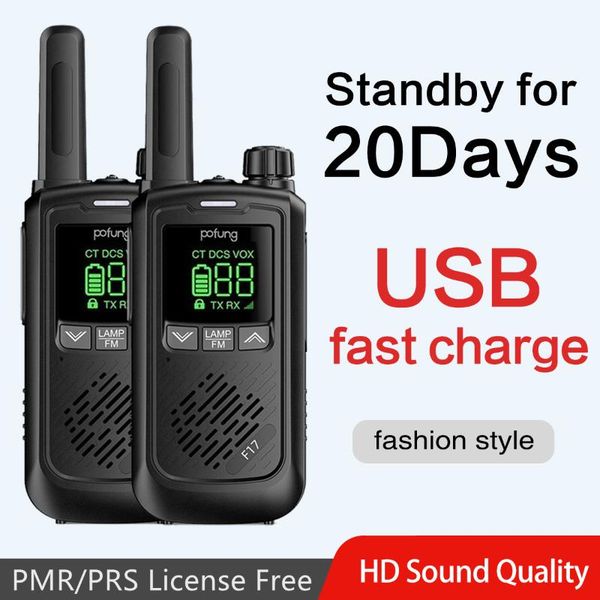 

walkie talkie 1/2pcs baofeng pofung f17 mini usb rechargeable frs pmr446 long range portable two way radio for hunting bf-888s