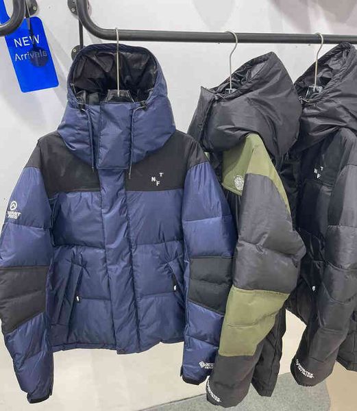 

men's down & parkas outdoor down jacket men's hooded stitching color embroidery fashion casual thick warm j2rl, Black