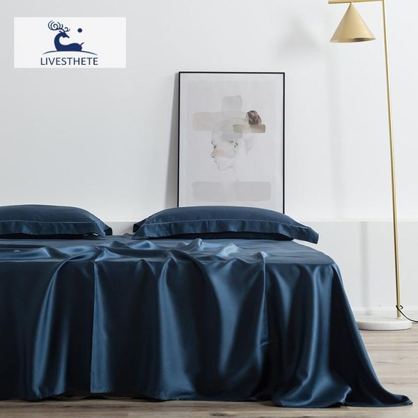 

sheets & sets liv-esthete silky breathable high-quality embroidery luxury 100% silk natural fabric home decor bedding flat sheet case