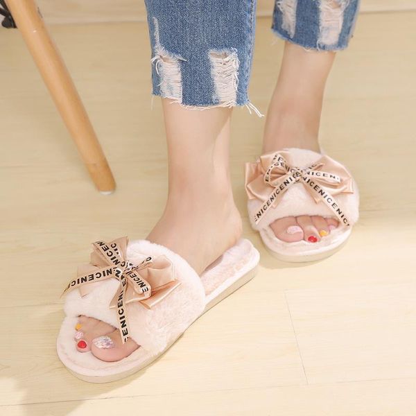 

slippers women autumn winter plush bathroom home room shoes female soft bottom open toe cotton ladies footwear, Black