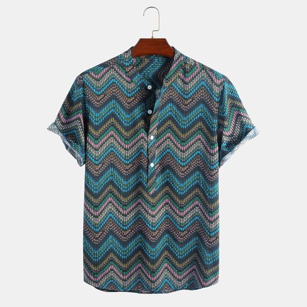 

men's casual shirts mens striped hawaiian short sleeve button turndown collar harajuku beach men clothing for chemise homme, White;black