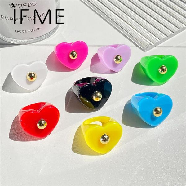 

cluster rings if me fancy colorful lover heart metal beads resin acrylic finger for women girl geometric anniversary party ring jewelry, Golden;silver