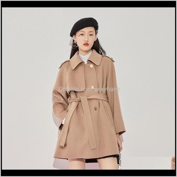 

wool blends outerwear & coats womens clothing apparel drop delivery tpn ladies fashion 2021 windbreaker type double coat a54404 ro5cu, Black