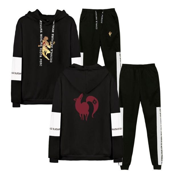 

women's hoodies & sweatshirts 2021 the seven deadly sins print women and men spring clothes sweatshirt suit trendy hoodies+pants printd, Black