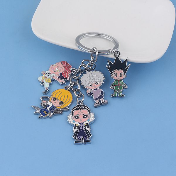 

10pcrj hunterhunter keychain hisoka kulolo lushilufelu kurapika figure pendant keyring car bag jewelry cosplay accessories gift, Silver