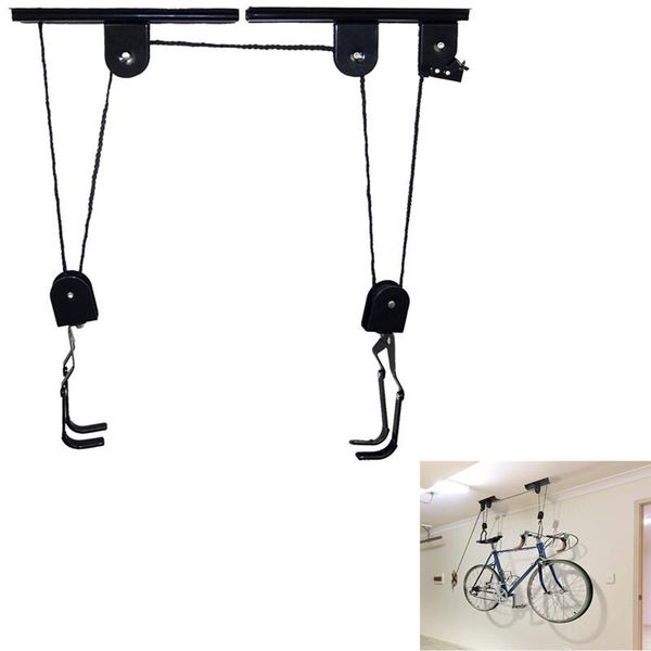 

car & truck racks bicycle ceiling lift cargo 20kg bearing bike storage garage hanger mounted hoist pulley design metal assemblies