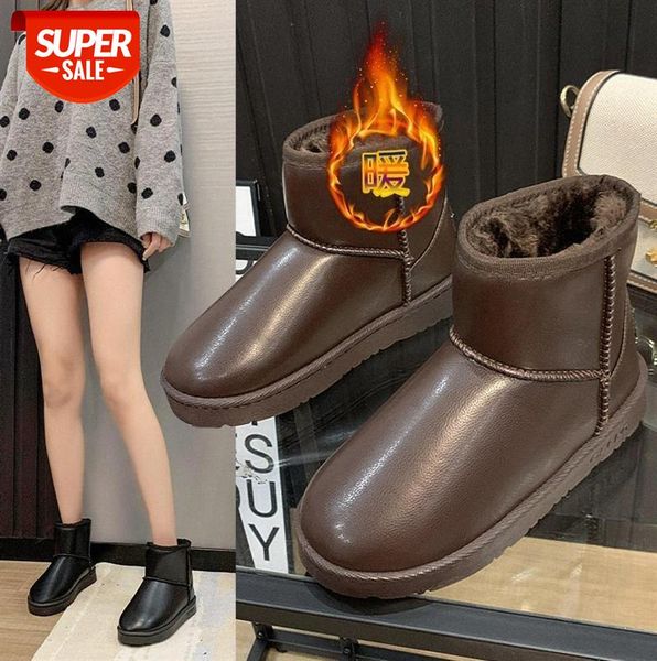 

women's snow boots short tube flat bottom fashion plush thickening northeast waterproof non-slip warm cotton shoes #wc3c