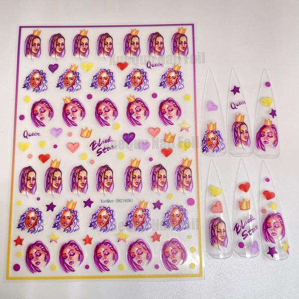 

gift wrap xuequnpurple black girl nail sticker