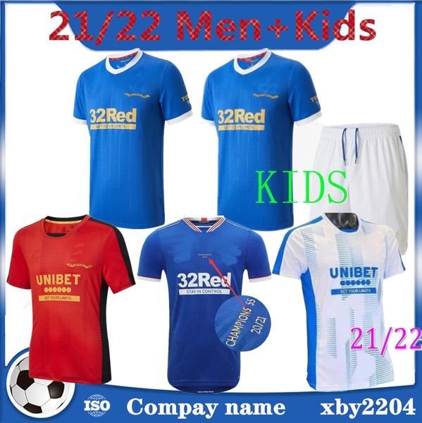 

21 22 rangers 150th anniversary soccer jerseys glasgow training champions 55 defoe hagi barker tavernier football shirts men + kids kit fans, Black;yellow