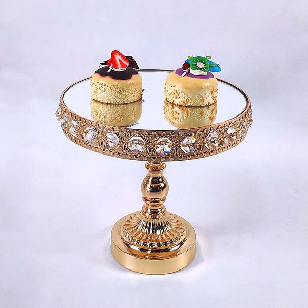 

other bakeware 1pc gold crystal mirror cake stand electroplating metal cupcake wedding party dessert table decoration