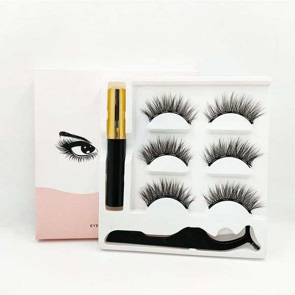 

false eyelashes tran 3pair magnetic eyeliner and tweezers set natural simulation