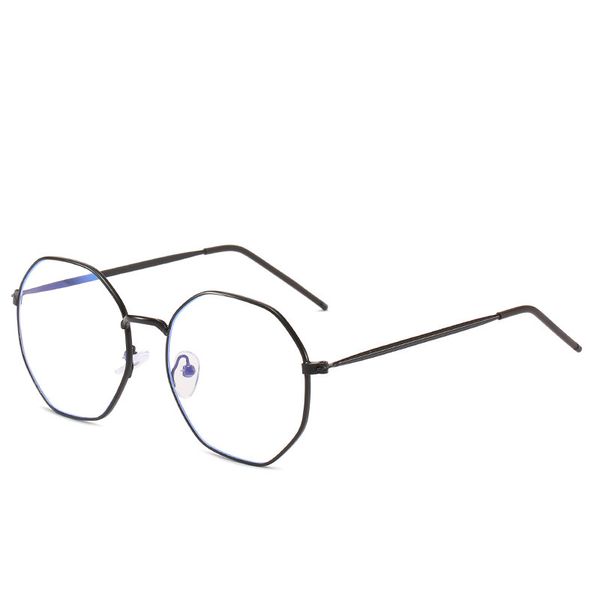 

new flat lens, personalized blue light proof glasses, metal lady's glasses, polygonal glasses, myopia glasses, Black