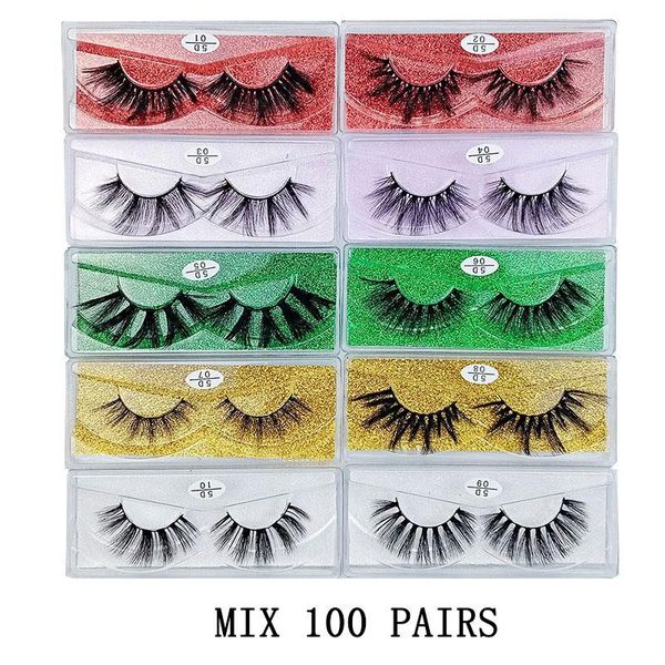 

wholesale 3d mink lashes 30/40/50/100pcs eyelashes natural false messy fake makeup in bulk