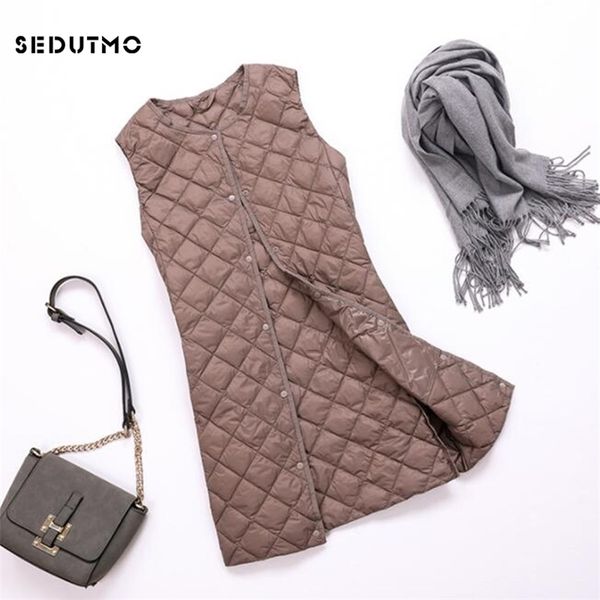 

sedutmo spring ultra light women down coat long vest autumn puffer jacket waistcoat slim parkas ed759 211007, Black
