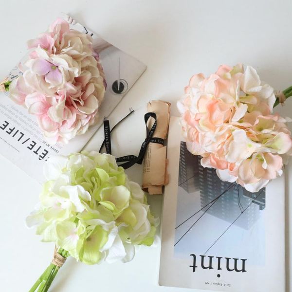 

decorative flowers & wreaths autumn silk hydrangeas artificial wedding bridal bouquets decoration for table home fake outdoor craft