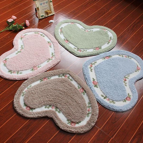 

carpets heart-shaped non-slip bath mat embroidered toilet carpet kit bathroom bedroom absorbent door