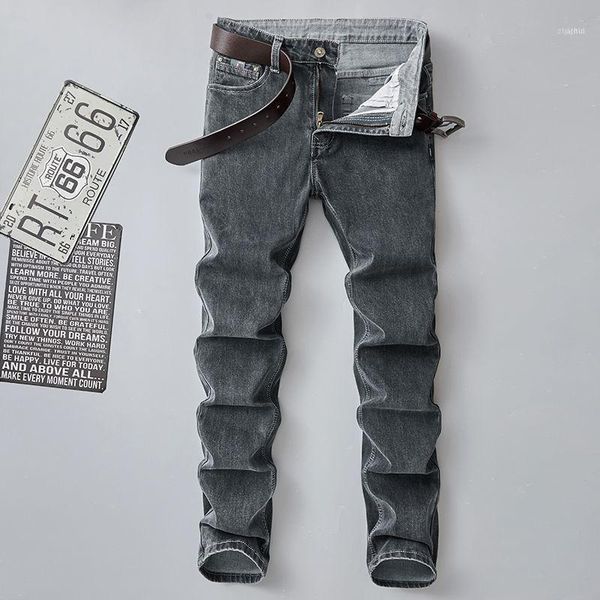

undefined 2021 men's slim feet tide brand winter casual all-match straight pants men autumn stretch jeans jeans1, Blue