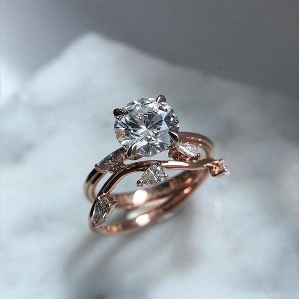 

cluster rings fashion big crystal zircon stone ring female girls rose gold color wedding jewelry promise engagement for women mrq006, Golden;silver