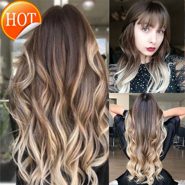 

wig fashion gold brown wig breathable full headgear wigs women's 2021 new, Black