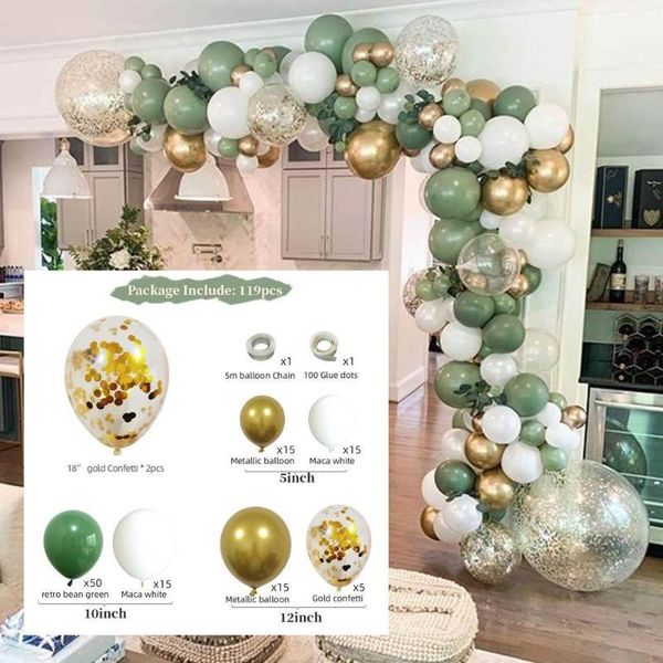 

party decoration retro style avocado latex balloon garland arch kit chrome set birthday holiday room decorative ornaments