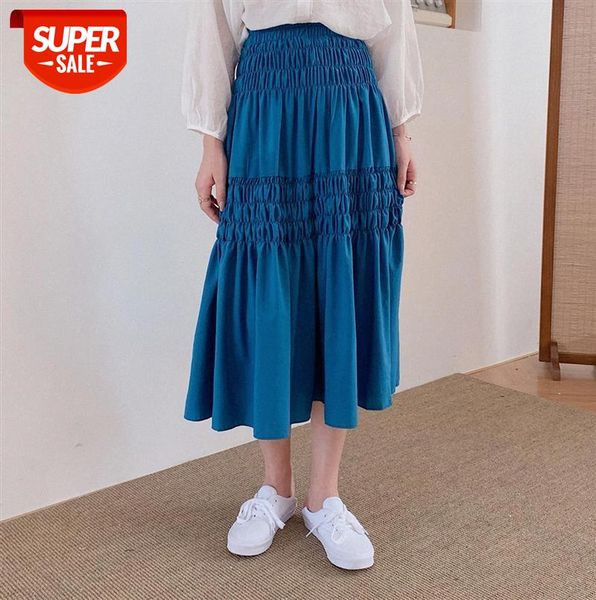 

[ou fan] 7238 women's mid-length skirt with pleated high waist and thin a-line #0r4w, Black;gray