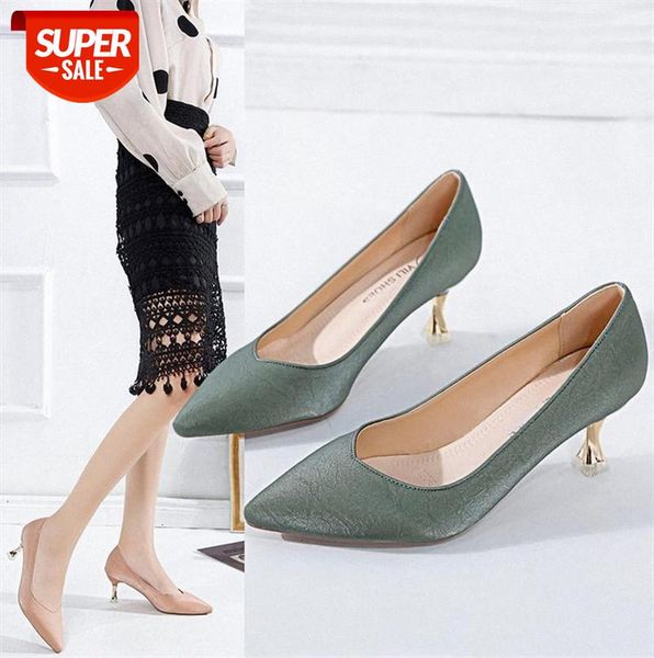 

korean style pointed shallow mouth single shoes female stiletto low-high-heeled four women's #nk98, Black