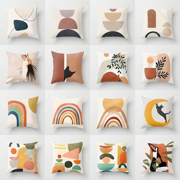 

cushion/decorative pillow short plus throw case mid century geometry abstract cushion covers for home sofa chair decorative pillowcases