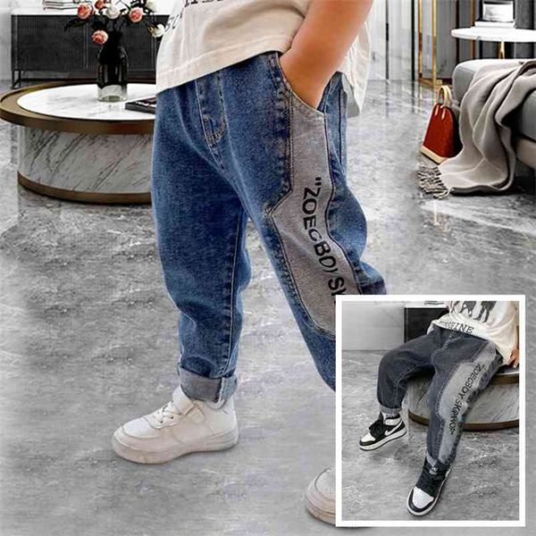 

fashion kids boys jeans loose trousers spring denim pants for toddler casual teenage harem 4 8 12 13yrs clothes 210622, Blue