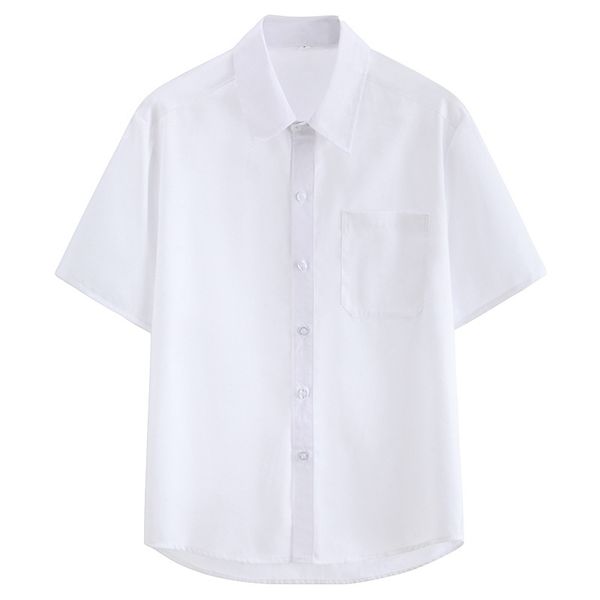 

jk uniform academy style dk white shirt men's loose pointed collar short sleeve class large c1, White;black