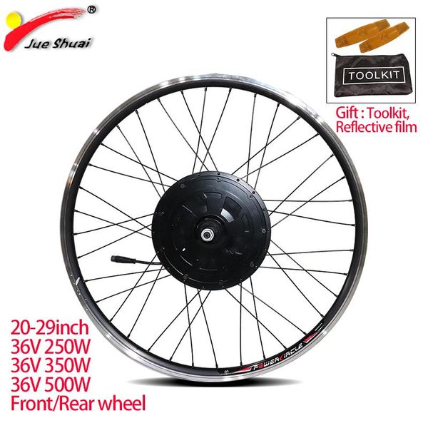 

electric bicycle bike wheel 36v 250w 350w 500w 20 24 26 29inch 700c ebike front rear motor brushless gear for, Silver;blue