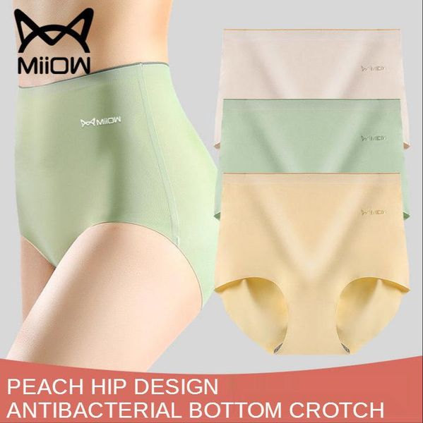 

women's panties miiow abdomen ice silk seamless underwear graphene antibacterial spring and summer thin breathable briefs, Black;pink