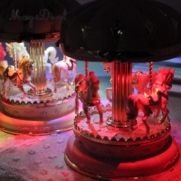 

colors merry-go-round resin music box decor carousel horse christmas wedding birthday gift decorative objects & figurines