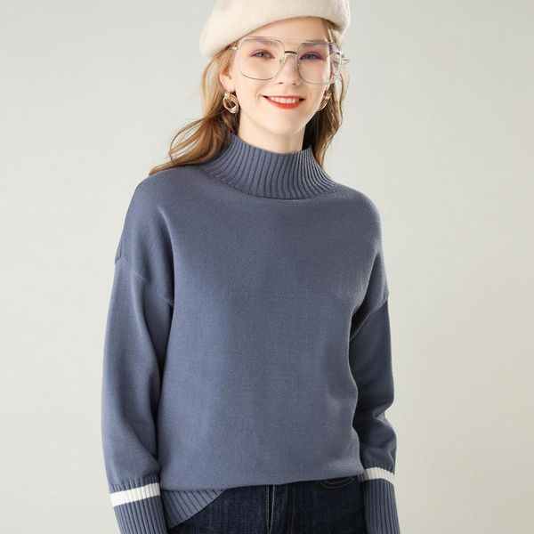 

women's sweaters turtleneck cashmere sweater female solid color wild outwear pullover wool ladies, White;black